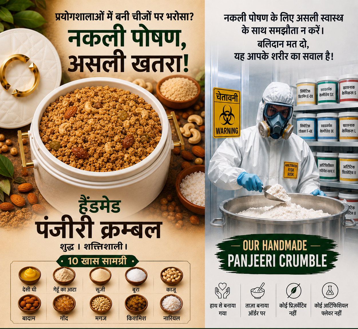 GharseGood Handmade Panjeeri Crumble – Traditional Desi Panjeeri for Kids & Adults | Made Fresh in Small Batches | 200 g