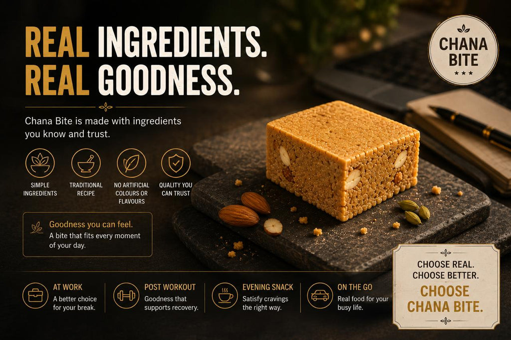 GharseGood Handmade Chana Bites | Badam Ghee Bites 200 g Total | Made fresh in small batches with pure desi ghee & nuts.