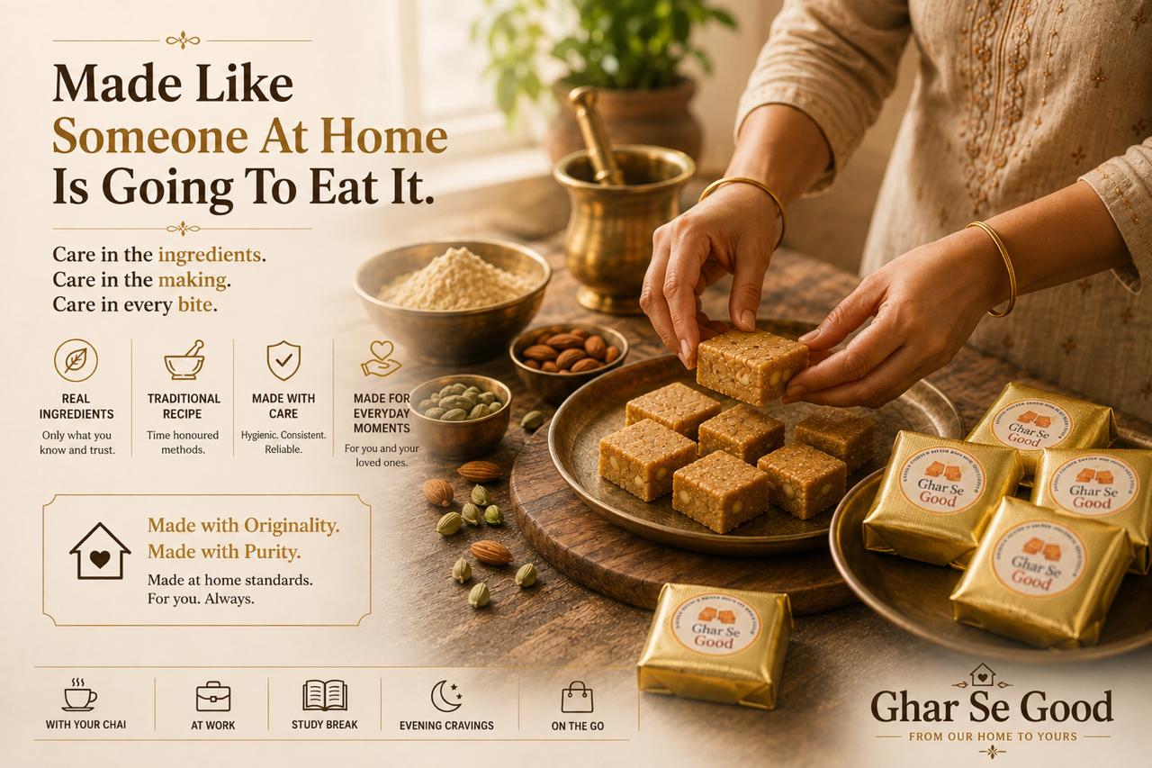 GharseGood Handmade Chana Bites | Badam Ghee Bites 200 g Total | Made fresh in small batches with pure desi ghee & nuts.